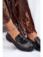 Lakované Kožené Mokasíny Dámské model 21691310 Černé - VINCEZA