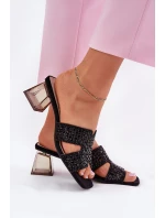 Dámské sandály na podpatku model 21695450 černé - VINCEZA