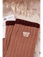 Dámské bavlněné ponožky S malým medvídkem světle hnědé