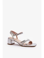Dámské sandály na nízkém podpatku vyrobené z eko kůže Sergio Leone Silver