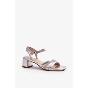 Dámské sandály na nízkém podpatku vyrobené z eko kůže Sergio Leone Silver