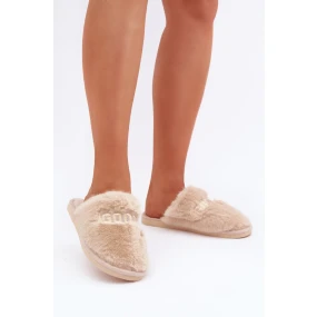 Dámské Pantofle S Kožešinou A Nápisem Béžové Kalelia Dámské Pantofle S Kožešinou A Nápisem Béžové Kalelia