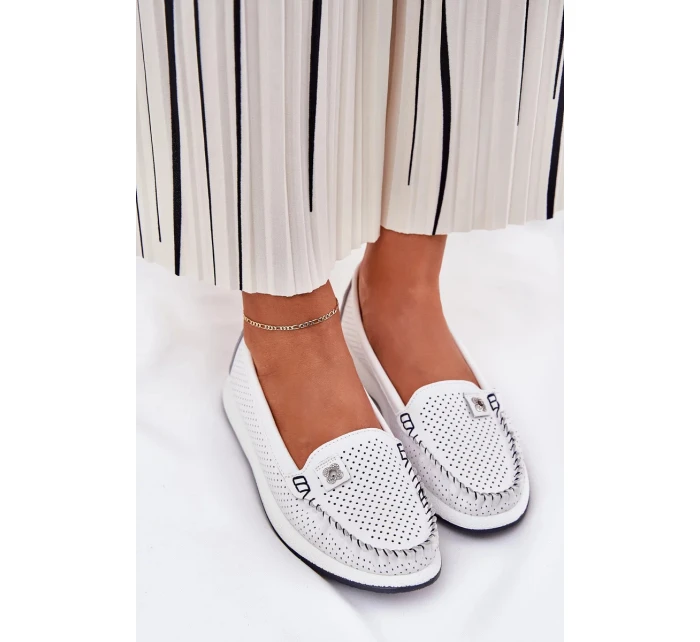 Dámské kožené mokasíny S.Barski – bílé