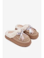 Dámské pantofle s kožíškem a mašlí Fenella – béžové Dámské pantofle s kožíškem a mašlí Fenella – béžové