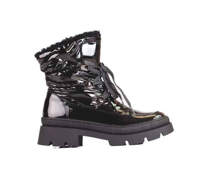 Jedinečné černé sněhule dámské na plochém podpatku Jedinečné černé sněhule dámské na plochém podpatku