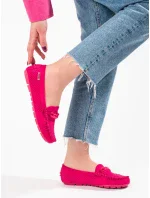 Stylové dámské červené  mokasíny bez podpatku