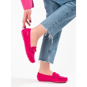 Stylové dámské červené  mokasíny bez podpatku