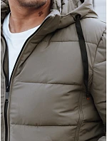 Pánská prošívaná zimní bunda s kapucí béžová FashionStreet TX5065