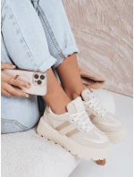 Dámské tenisky s kožešinou na platformě béžové FashionStreet ZY1081