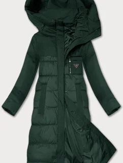 Tmavě zelená zimní bunda z různých spojených materiálů Libland (7820)