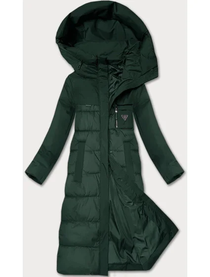 Tmavě zelená zimní bunda z různých spojených materiálů model 21248679 - Libland