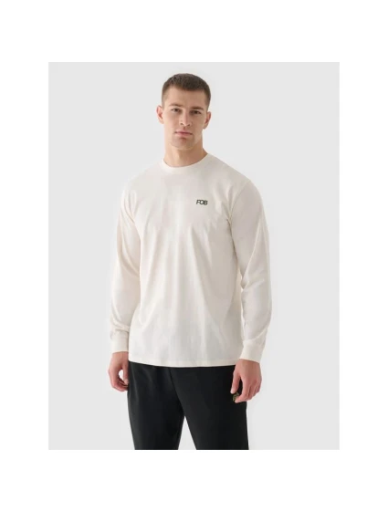 Pánské tričko oversize s potiskem a dlouhým rukávem 4F 4FWAW24TLONM315-11S Pánské tričko oversize s potiskem a dlouhým rukávem 4F 4FWAW24TLONM315-11S