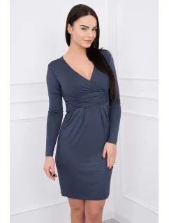 Přiléhavé šaty s linií poprsí v grafitové barvě