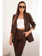 Komplet elegantní sako s kalhotami hnědý Komplet elegantní sako s kalhotami hnědý