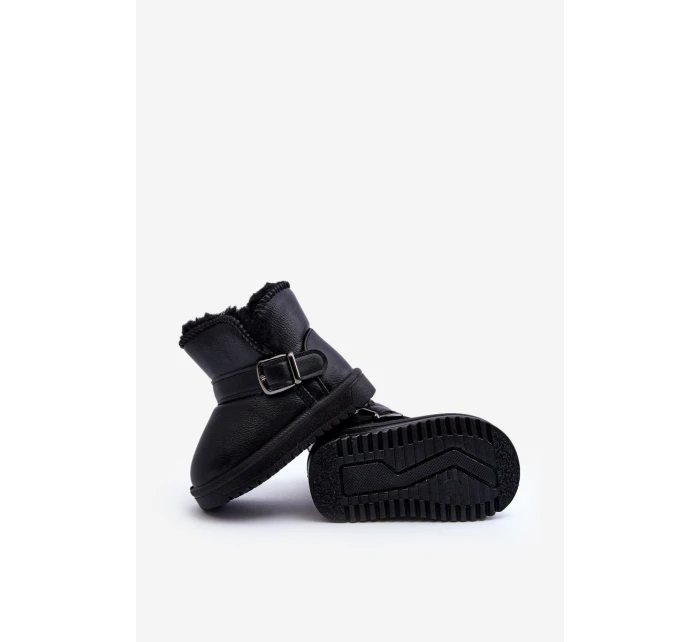 Dětské ekologické kožené sněhule s popruhem černé model 21645800 - Boto