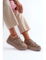 Kožené sportovní boty na platformě model 21657258 Bežové - Maciejka