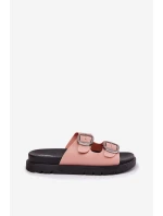 Dámské Pantofle S Přezkami Na Platformě Růžové model 21699232 - Boto