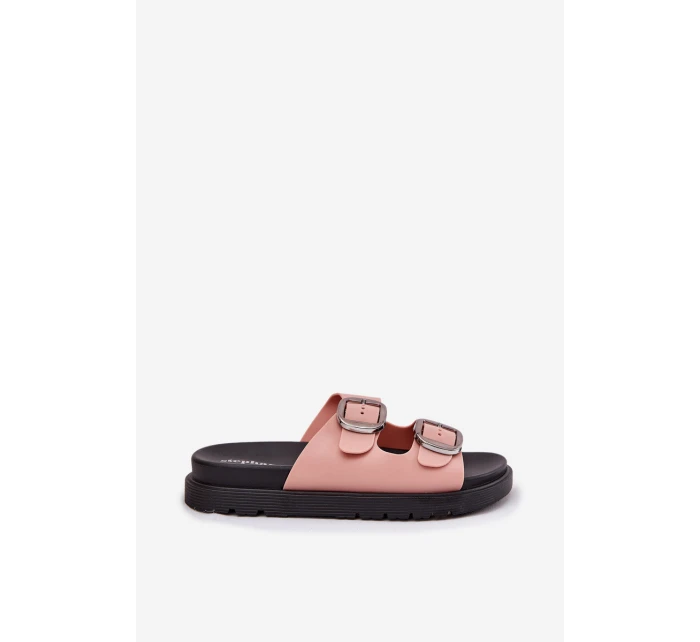 Dámské Pantofle S Přezkami Na Platformě Růžové model 21699232 - Boto