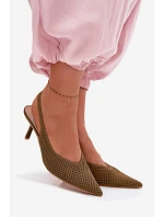 Dámské sandály z síťovaného materiálu na jehle Zelená Emiliana Dámské sandály z síťovaného materiálu na jehle Zelená Emiliana