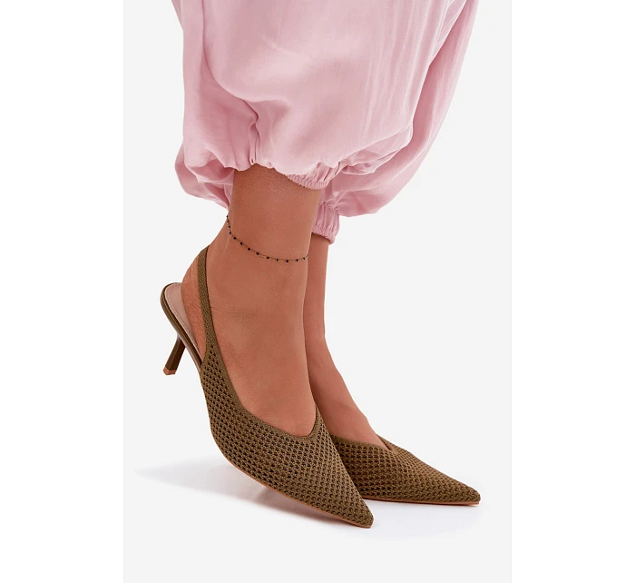 Dámské sandály z síťovaného materiálu na jehle Zelená Emiliana Dámské sandály z síťovaného materiálu na jehle Zelená Emiliana