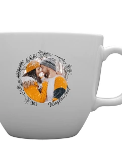 Personalizovaný MEGA XXL keramický hrnek 1000 ml s květinovým orámováním