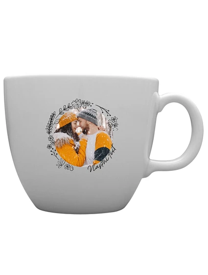 Personalizovaný MEGA XXL keramický hrnek 1000 ml s květinovým orámováním