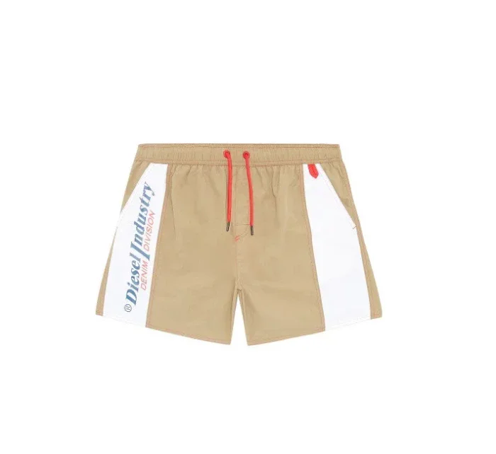 Pánská koupací kraťasy 00SXLI 0PCAI E6489 khaki/bílá  - Diesel