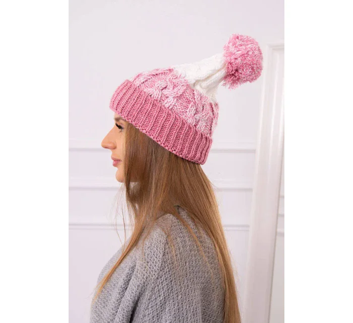 Dámská čepice s bambulí Abigail powder model 18751683 - K-Fashion