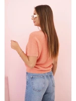 Dámský svetr z měkkého materiálu s výstřihem do V a krátkým rukávem model 21291595 - K-Fashion Dámský svetr z měkkého materiálu s výstřihem do V a krátkým rukávem model 21291595 - K-Fashion