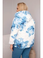 Dámská jarní bunda Plus Size s květinovým vzorem modrá