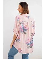 Dámská halenka z bavlny s květinovým vzorem pudrově růžová Dámská halenka z bavlny s květinovým vzorem pudrově růžová