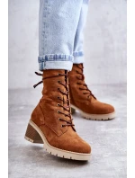 Dámské zateplené kozačky na vysokém podpatku Velbloud model 21596739 - Boto