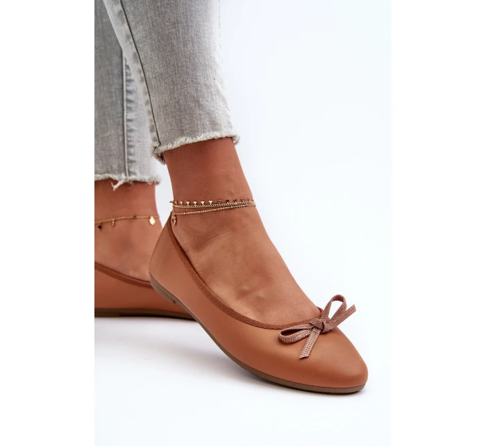 Baleríny z ekologické kůže s mašlí Camel Sandal Baleríny z ekologické kůže s mašlí Camel Sandal