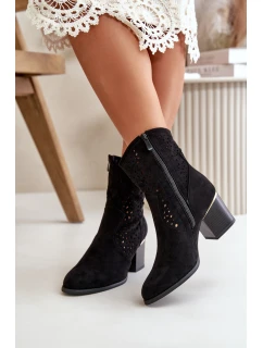 kotníčkové boty na podpatku z se na zip černé model 21667313 - Boto