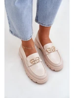 Dámské Mokasíny Se Zlatým Detalem Béžové model 21683267 - Boto