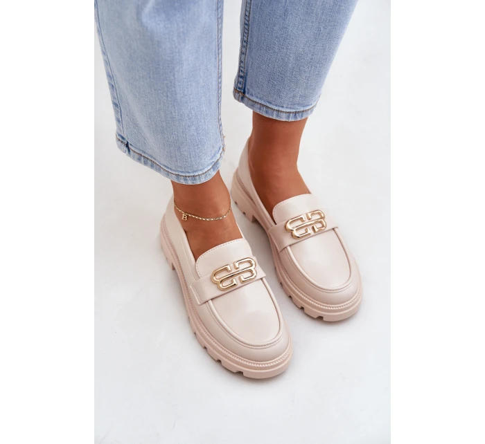 Dámské Mokasíny Se Zlatým Detalem Béžové model 21683267 - Boto