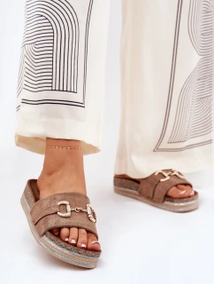 Dámské Sandály Na Platformě Se Zlatou Dekorací A Khaki model 21689908 - Boto