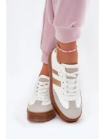 Dámské Tenisky Na Platformě Z Eko Kůže Bílá-Zlatá Elaraven