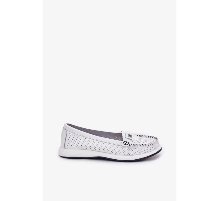 Dámské kožené mokasíny S.Barski – bílé