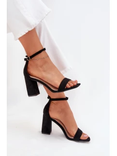 Sandály na podpatku z eko semiše Elirae – černé