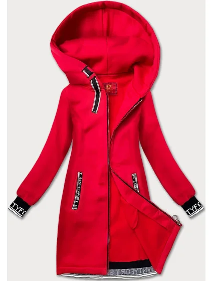 Tmavě červená dlouhá dámská rozepínací mikina model 21073842 - LHD