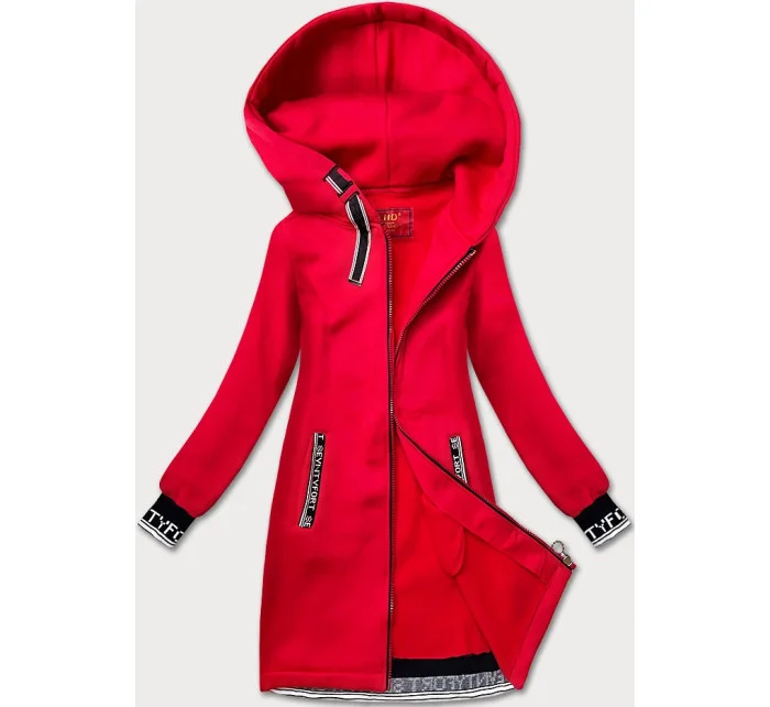 Tmavě červená dlouhá dámská rozepínací mikina model 21073842 - LHD