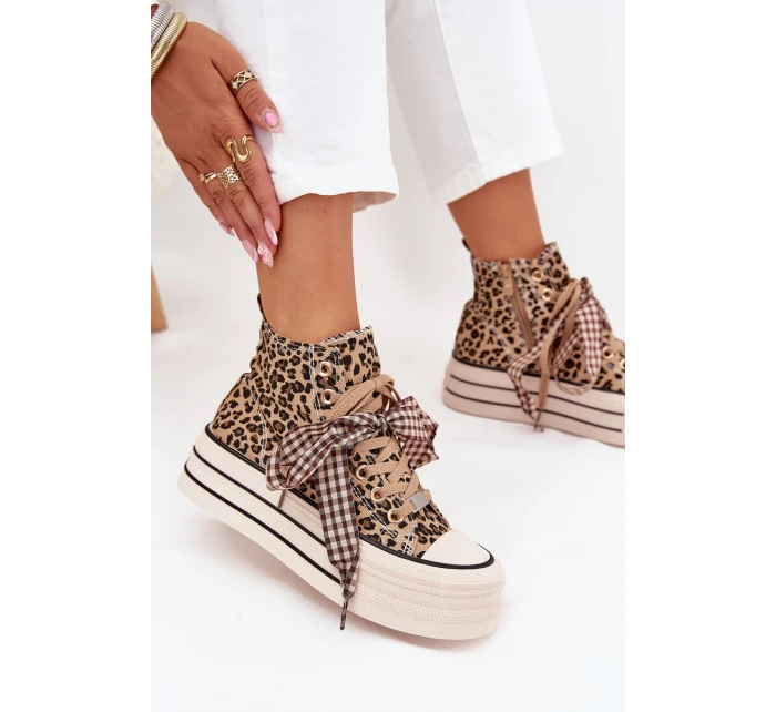 Dámské Tenisky S Mašlí A Zipem Na Platformě Panthera Mavara Dámské Tenisky S Mašlí A Zipem Na Platformě Panthera Mavara