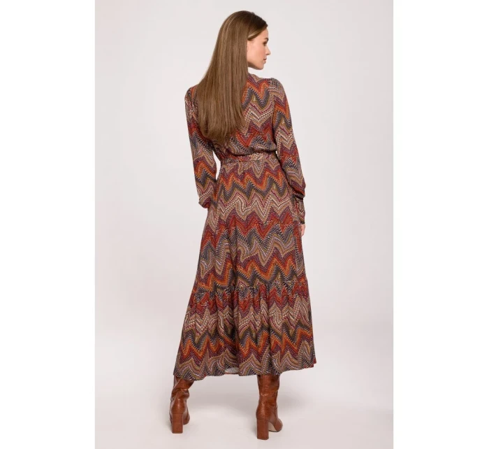S291 Maxi šaty s aztéckým potiskem - model 1