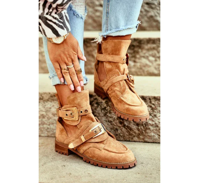 Dámské Kotníkové Boty Lu Boo Semišové s vykrojením Camel Rock Girl Dámské Kotníkové Boty Lu Boo Semišové s vykrojením Camel Rock Girl