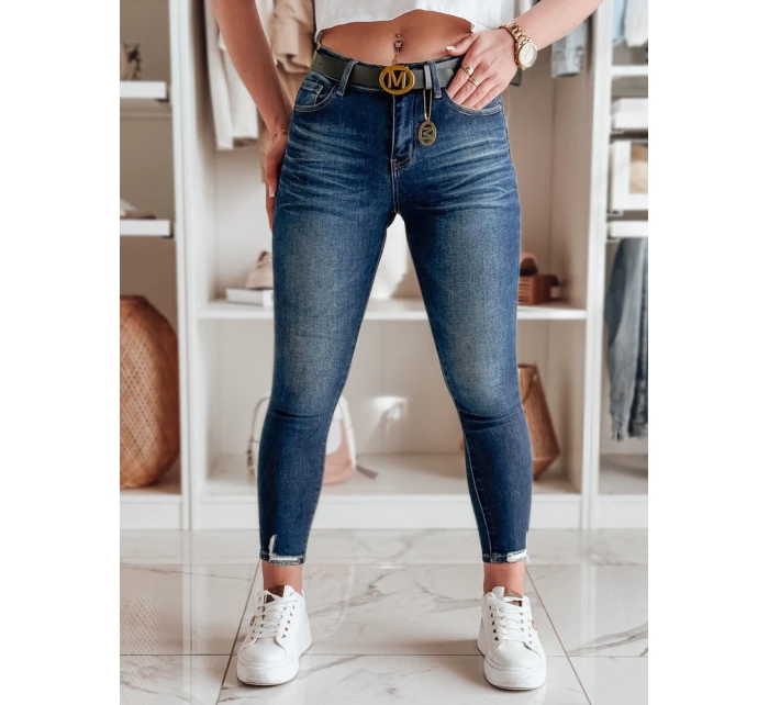 Dámské úzké džínové kalhoty s páskem SKINNYJUP modré FashionStreet UY2223