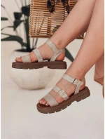 Dámské sandály s přezkami SOLARIA beige FashionStreet ZY0888