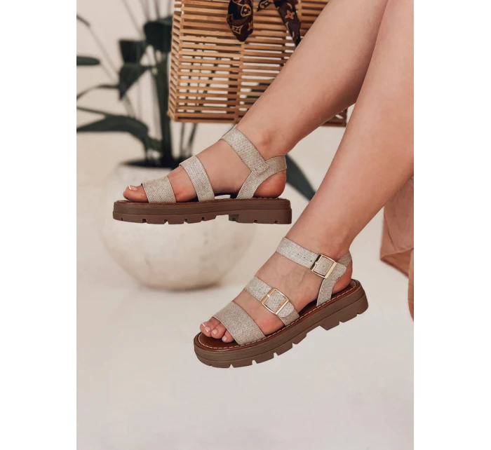 Dámské sandály s přezkami SOLARIA beige FashionStreet ZY0888