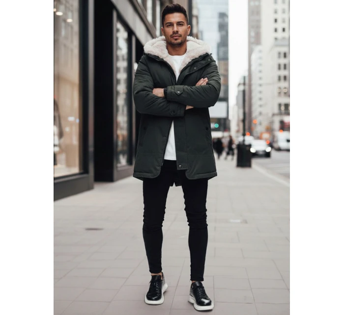 Pánská zimní bunda parka s kapucí zelená FashionStreet TX4963z