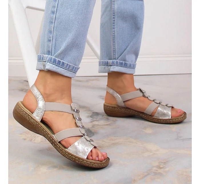 Dámské pohodlné nazouvací sandály model 22050522 - Rieker Dámské pohodlné nazouvací sandály model 22050522 - Rieker